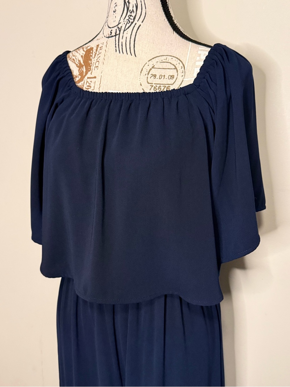 NWT - Sugarlips Navy Blue Off-Shoulder Jumpsuit Romper - Size Small - Picture 5 of 10
